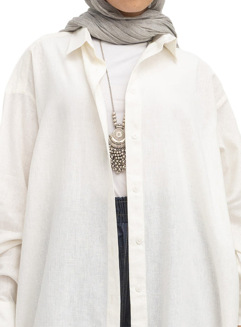 Off-White Linen Dress Shirt