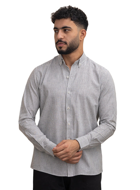 Olive-Design 1 Striped Linen Shirt