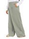 Olive Poplin Wide Leg Pants