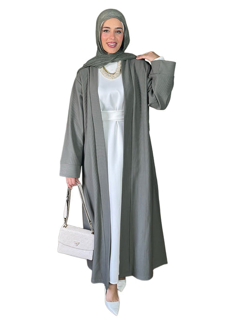 Olive Ribbed Long Cardigan