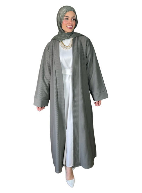 Olive Ribbed Long Cardigan