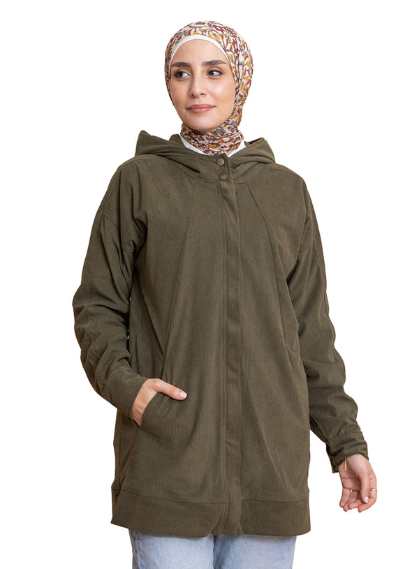 Olive Velvet SW-Zipper