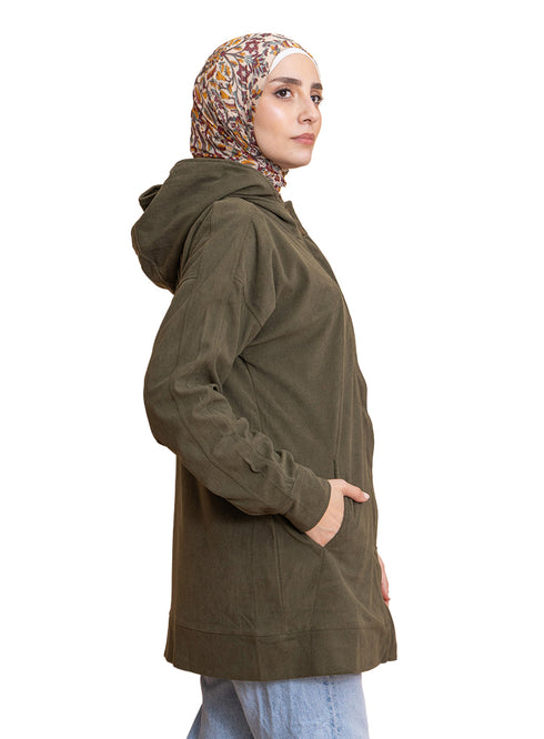 Olive Velvet SW-Zipper