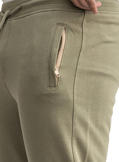 Olive Zipper-Melton Wide Leg