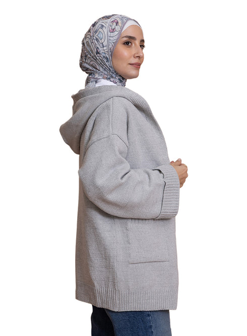 Silver Pocket Velvet Cardigan