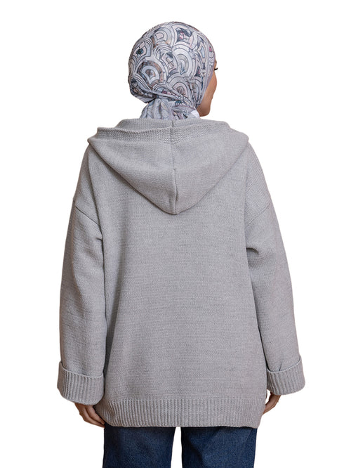 Silver Pocket Velvet Cardigan