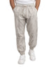 Silver Printed Gabardine Elastic Pants