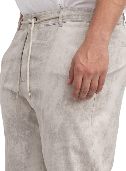 Silver Printed Gabardine Straight Leg Pants