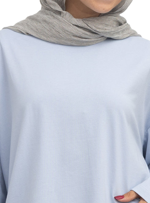 Sky Blue V-Over Size Long-Sleeve
