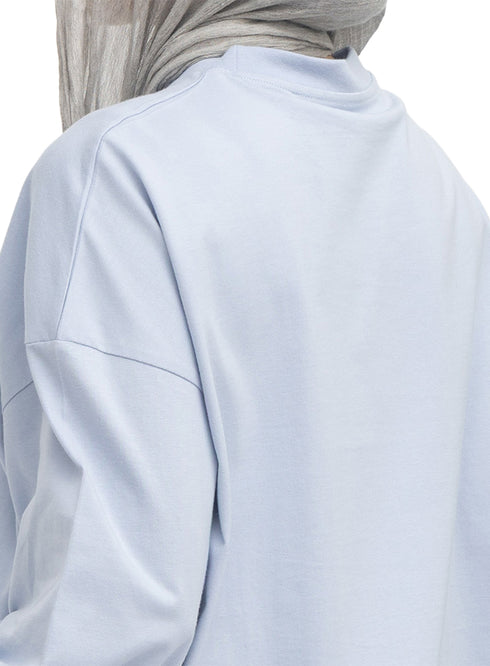 Sky Blue V-Over Size Long-Sleeve