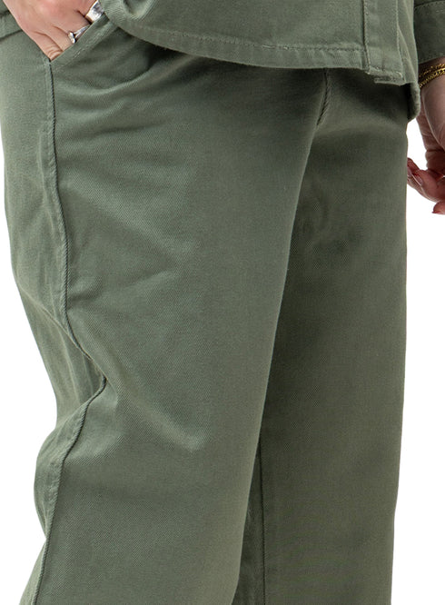Smoke Pine Wide Gabardine Pants
