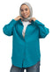 Tile Blue Pocket Over Size Linen Shirt