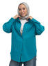 Tile Blue Pocket Over Size Linen Shirt