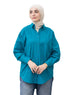 Tile Blue Pocket Over Size Linen Shirt