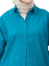 Tile Blue Pocket Over Size Linen Shirt
