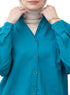 Tile Blue Pocket Over Size Linen Shirt