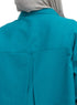 Tile Blue Pocket Over Size Linen Shirt