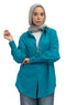 Tile Blue Pocket Over Size Linen Shirt
