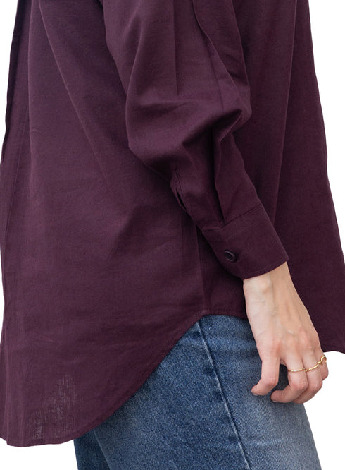 Violet Pocket Over Size Linen Shirt