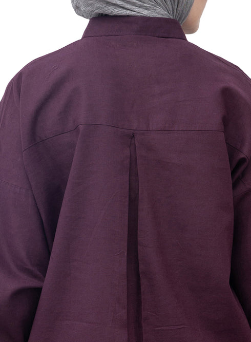 Violet Pocket Over Size Linen Shirt