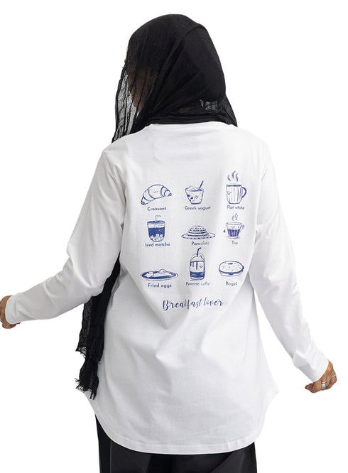 White-Design 1 Printed Long-Sleeve