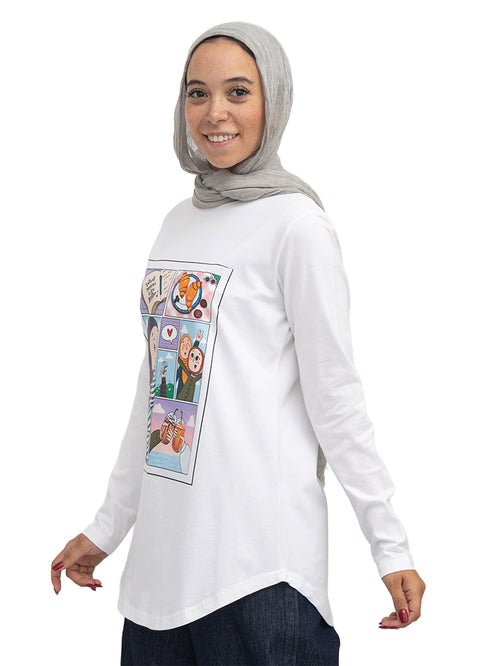 White-Design 8 Printed Long-Sleeve