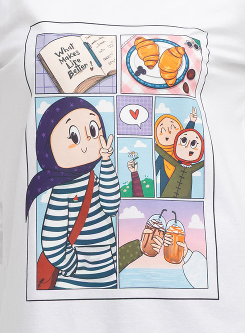 White-Design 8 Printed Long-Sleeve