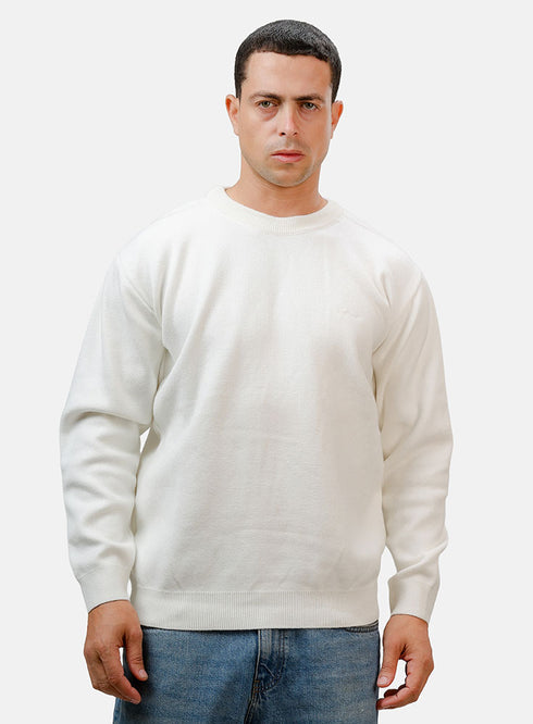 بلوفر برقبة دائرية تصميم 2451 - أبيض