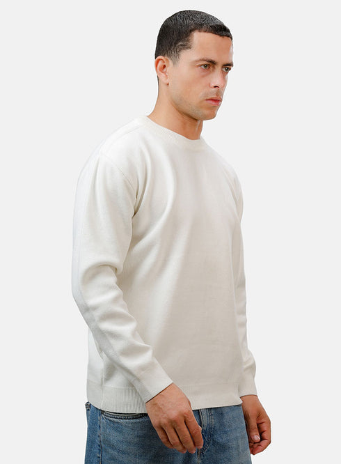 بلوفر برقبة دائرية تصميم 2451 - أبيض