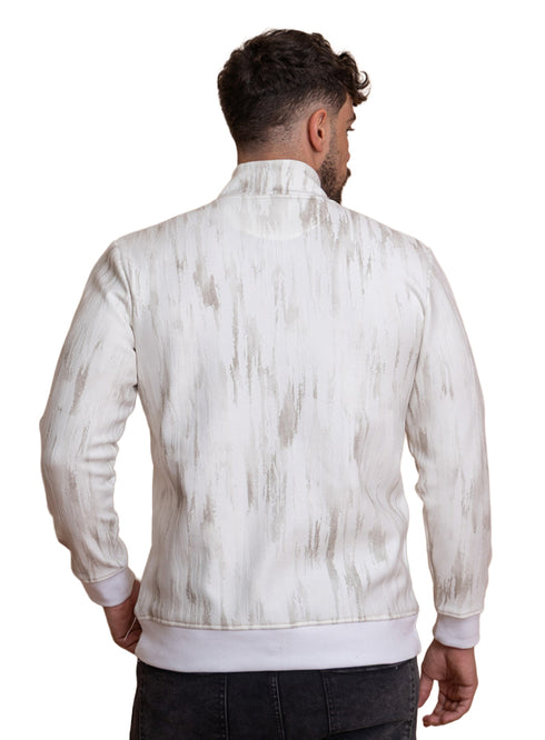 White Printed Quarter Zipper