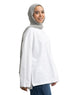 White V-Over Size Long-Sleeve