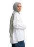 White V-Over Size Long-Sleeve