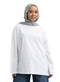 White V-Over Size Long-Sleeve