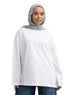 White V-Over Size Long-Sleeve