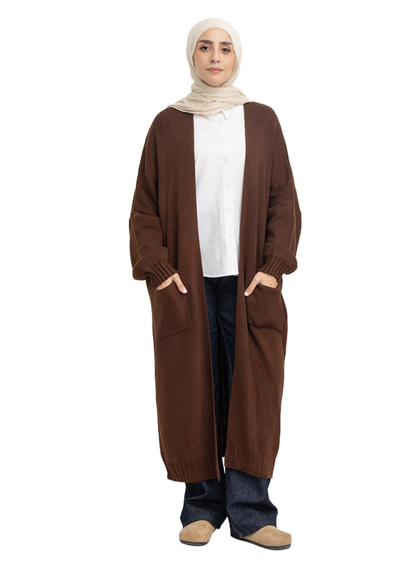 Wood Knit-Long Cardigan