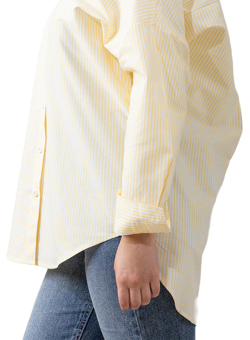 قميص مقلم اوفر سايز تصميم 2 - أصفر