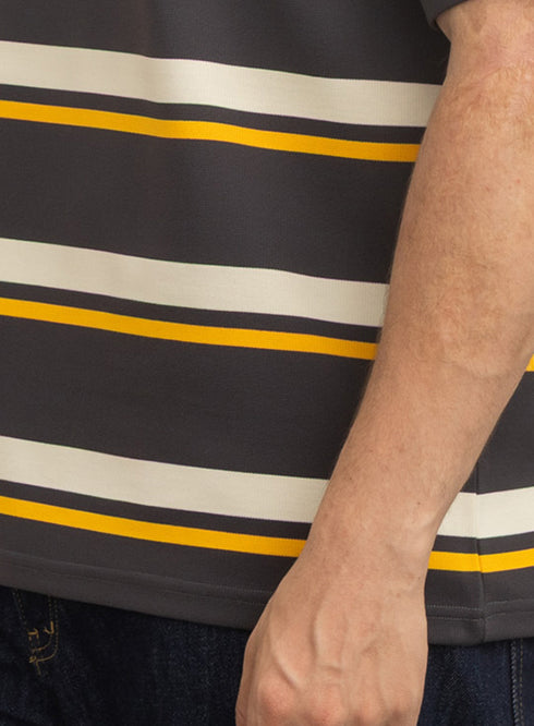 Yellow Striped-Over Size Round T-Shirt