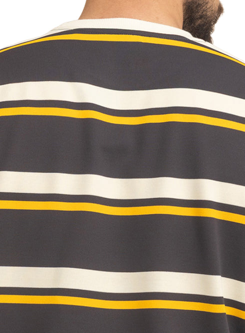 Yellow Striped-Over Size Round T-Shirt