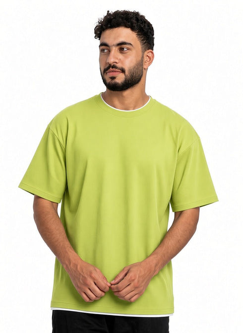 Apple Double-Layerd Oversize Round T-Shirt - Khotwh