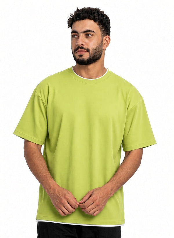 Apple Double-Layerd Oversize Round T-Shirt - Khotwh