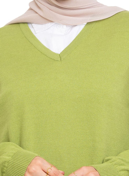 Apple V - Neck Knit Pullover - Khotwh