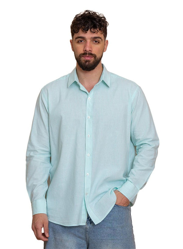 Aqua - Design 1 Striped Linen Shirt - Khotwh