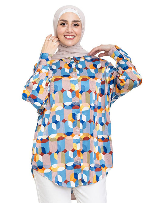 Aqua P - Satin Over Size Shirt Style 2 - Khotwh