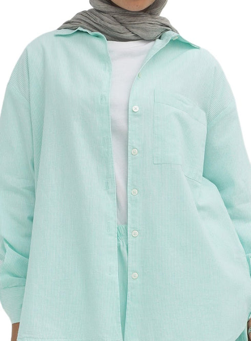 Aqua Striped linen Suit - Khotwh
