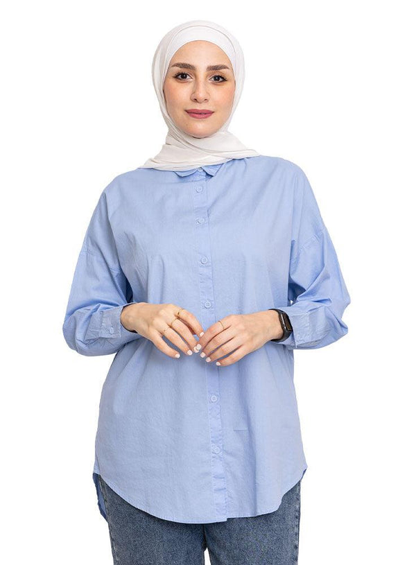 Baby Blue Button - Back Shirt - Khotwh