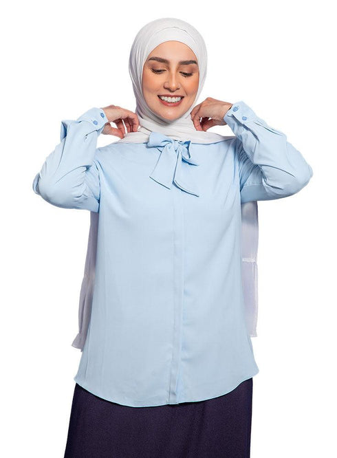 Baby Blue Classic Tape Blouse - Khotwh