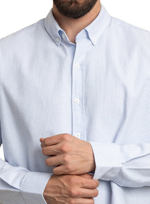 Baby Blue - Design 1 Striped Oxford Shirt - Khotwh