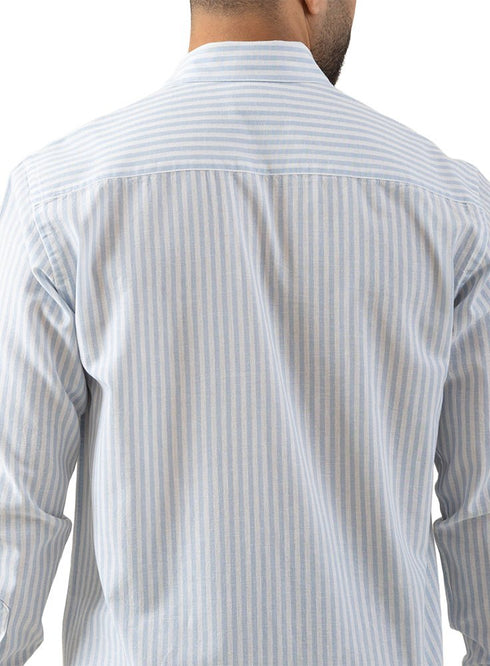 Baby Blue - Design 2 Striped Linen Shirt - Khotwh