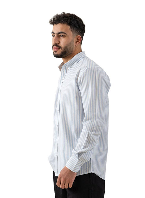 Baby Blue - Design 2 Striped Linen Shirt - Khotwh