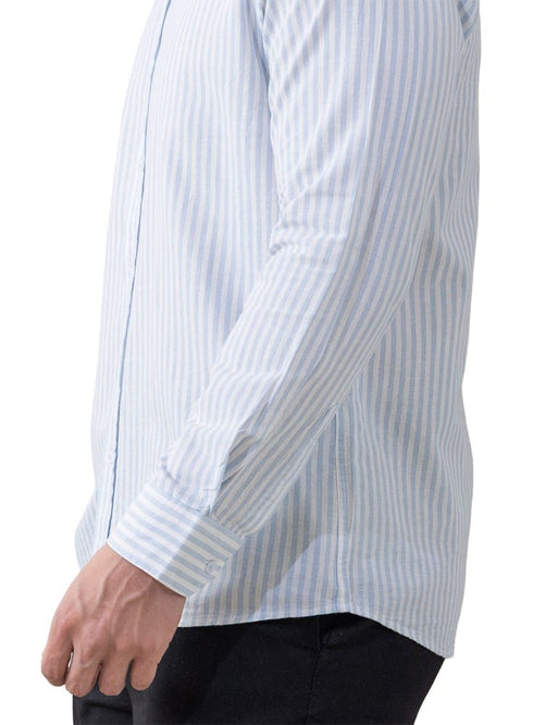 Baby Blue - Design 2 Striped Linen Shirt - Khotwh